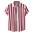 thumbnail image 1 of BOBOGOJP Chemises Habillées Ajustées pour Hommes Manches Courtes Décontractées Chemises Boutonnées Imprimées avec Poches, Rouge TTG, 1 of 4