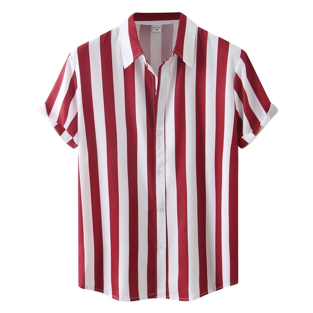 BOBOGOJP Chemises Habillées Ajustées pour Hommes Manches Courtes Décontractées Chemises Boutonnées Imprimées avec Poches, Rouge TTG