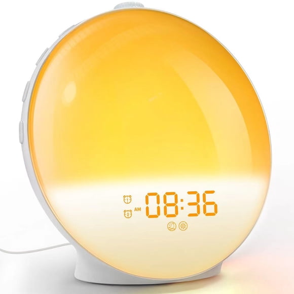 Sunrise Alarm Clock, Smart Wake up Light Sleep Aid Digital Alarm Clock with Sunset Simulation and FM Radio, 4 Alarms /7 Alarm Sounds/Snooze/20 Brightness