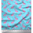 thumbnail image 1 of Soimoi Blue Moss Georgette Fabric Flamingo Bird Printed Fabric 1 Yard 42 Inch Wide, 1 of 3