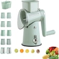 thumbnail image 1 of Grater, Vegetable Grater, Rotary Cheese Grater, Hand Crank, Cheese Shredder with 5 Interchangeable Blades Kitchen with Strong Suction Base for Fruit Vegetables Green, 1 of 6