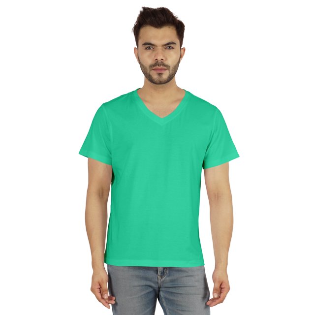 Inkmeso T-Shirt de Base à Col en V pour Homme, Manches Courtes, Uni, Coupe Régulière, en Coton