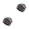 thumbnail image 2 of Maytalsory Bonnet Hijab Ethnique Imprimé Floral Turban Coloré Réglable Protection des Oreilles Accessoires de Style Bonnet Losange Bleu 2Set, 2 of 6