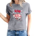 thumbnail image 2 of Pisexur T-shirt de la Saint-Valentin pour Femmes, Imprimé Amour, Manches Courtes, Col Rond, 2 of 5