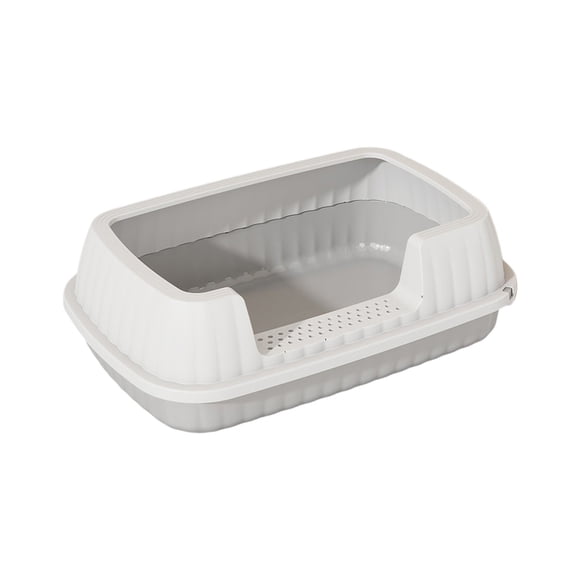 Bac à Litière pour Chat Gris Semi-Fermé avec Côtés Hauts et Conception Anti-Éclaboussures 18,9 X 12,6 Pouces Comprend une Pelle à Litière et un Crochet pour la Maison, Toilette pour Chats et Minou en Gris