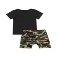 thumbnail image 2 of KuriozudKids Blouse à Manches Courtes Col Rond Imprimé Lettre Camouflage Shorts, 2 of 5