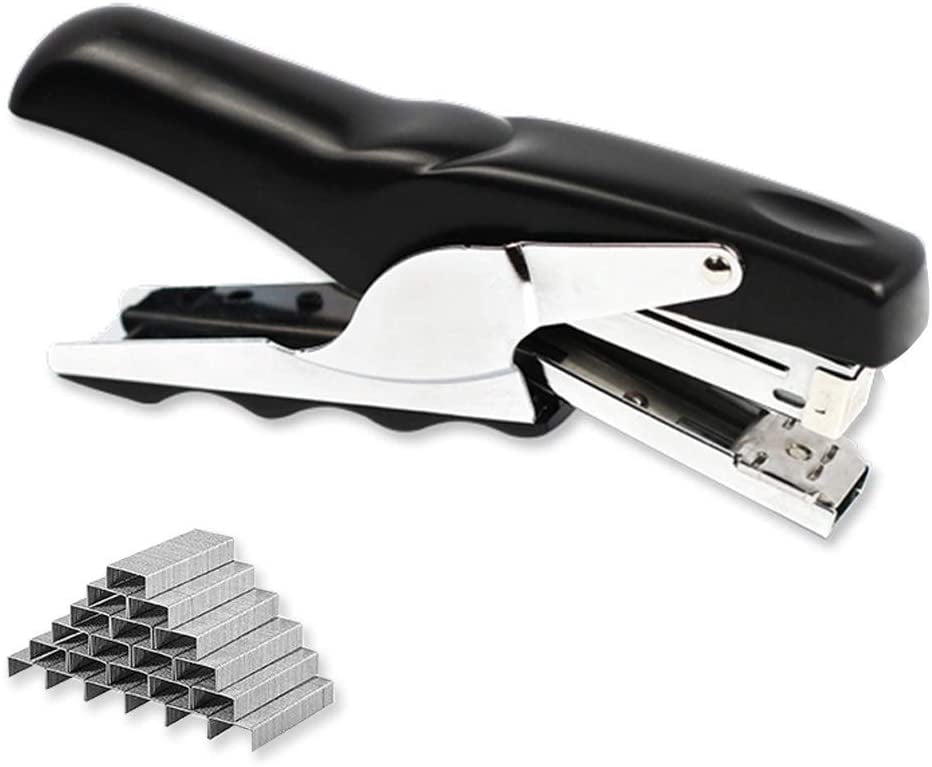 Stapler with Staples-Plier Stapler Save Power,Good for Stapling At Home School or Warehouse (Black Plier Stapler)