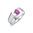 thumbnail image 4 of RYLOS Men's Rings Sterling Silver Ring Classic Solitaire 7X5MM Oval Shape Gemstone Designer Band Star Ruby July Birthstone Rings For Men Size 12, 4 of 5