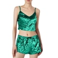 thumbnail image 1 of 2025 Ensembles de Pyjama pour Femmes Velours 2 Pyjamas pour Femmes Grandes Pièces Combinaison Tenue Sans Manches Shorty Pyjamas Dames Haut Court Camisole +, 1 of 7