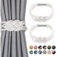 thumbnail image 1 of 2 Pack Strong Magnetic Curtain Tiebacks Upgrade Nordic Simple Style Drape Tie Backs Double Color Weave Rope Knot Decorative Curtain Holdbacks for Home & Office Window Drapery, 1 of 7
