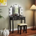 thumbnail image 2 of HOMCOM Ensemble de Coiffeuse avec Miroir et Tabouret, Coiffeuse avec Rangement, Noir, 2 of 10