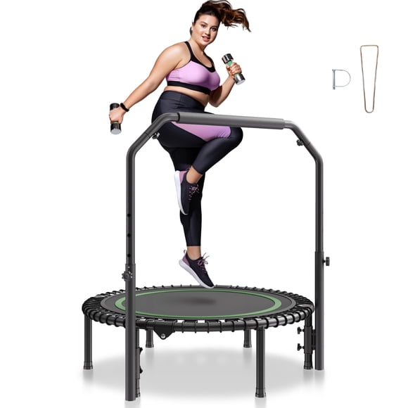 40" Foldable Mini Fitness Trampoline Adults Exercise Rebounder with Handle