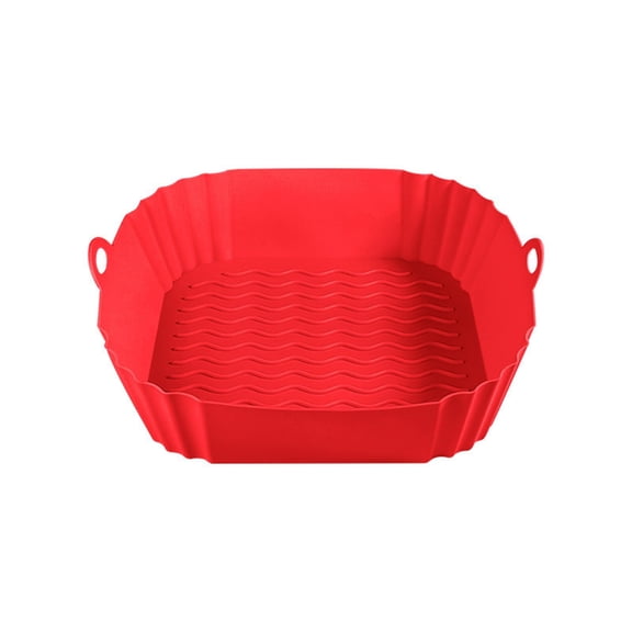 Silicone Air Fryer Baking Pan Square Nonstick Heat Resistant Tray with Handles for Oven Microwave Steamer Reusable Kitchen Cooking Accessory