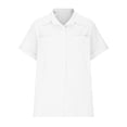 thumbnail image 3 of asjyhkr Blouses for Women Button down Short Sleeve T Shirt Solid Color Fashion Summer Tops Solid Color, 3 of 5