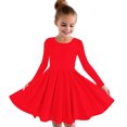 thumbnail image 1 of MeetoTime Robe de Performance pour Filles à Manches Longues, Couleur Unie, Col Rond, Extensible, Robe de Récital Scolaire, 4-14 Ans, Vêtements pour Enfants, 1 of 5