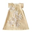 thumbnail image 1 of Ashirexll Robe d'Été pour Filles Sans Manches à Col Rond, Couleur Unie, Mélange de Coton, Longueur Genou, Jaune, 9 Ans, 1 of 3