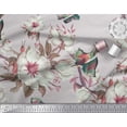 thumbnail image 2 of Soimoi Gray Cotton Cambric Fabric Floral & Bird Print Sewing Fabric Yard 58 Inch Wide, 2 of 3