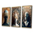 thumbnail image 3 of Designart "Futuristic Fashion Sci-Fi Woman Portrait II" Surrealism Framed Wall Art Set Of 3 - Blue Transitional Frame Canvas Set For Living Room Decor, 3 of 6