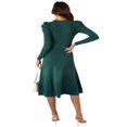 thumbnail image 3 of Robe Midi en Tricot à Manches Longues pour Femmes, Couleur Unie, Ceinturée avec Lien, Robe Chandail en Tricot, Robes Midi Trapèze, 3 of 7