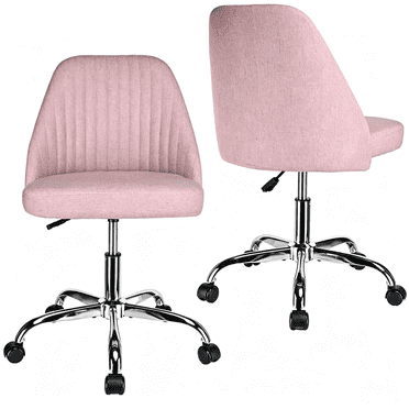 Chaise de Travail Sans Accoudoirs en Tissu de Lin, Chaise de Bureau à Domicile avec Dossier Confortable et Hauteur Ajustable, Chaise Moderne et Mignonne Rembourrée pour Maquillage pour Réunion Chambre Étude Coiffeuse