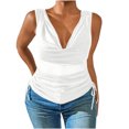 thumbnail image 1 of Plebaso Women's Tank Tops Ruched V Neck Sleeveless Tops Casual Side Drawstring Summer Shirts for Women, 1 of 6