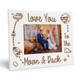 thumbnail image 1 of Darling Souvenir Made With Love Engraved Table Top Photo Frame Wooden Love You Moon & Back Quotes White Picture Frame Gift For Brothers Day, 4x6 Inches Horizontal Photo Size, 1 of 8