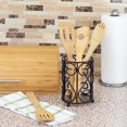 thumbnail image 4 of Scroll Collection Steel Cutlery Holder with Mesh Bottom and Non-Skid Feet, Bronze, 4 of 5