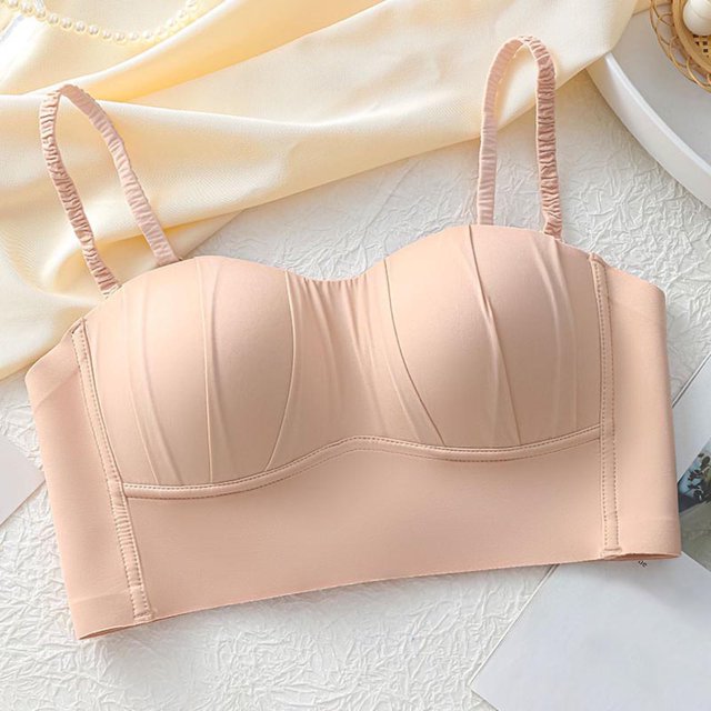 JGGSPWM Woman's Lingerie Small Breasts Gathered Top Support Back Comfort Bra Breathable Daily Bras Pink S