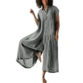 thumbnail image 1 of Kcodviy Combinaison Décontractée pour Femme, Couleur Unie, Col Roulé, Manches Longues, Manches Courtes, Longueur Mi-Cuisse, Combinaison Chemise pour Femmes, 1 of 5