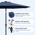 thumbnail image 3 of Garvee Parasol de Patio Extérieur de 9 Pieds, avec Inclinaison à Bouton-Poussoir et 8 Nervures Robustes, Bleu, 3 of 7
