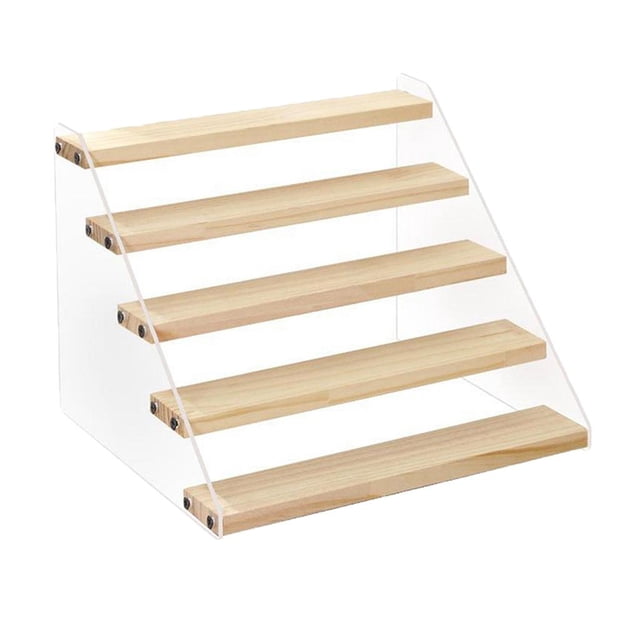 HILABEE Ladder Acrylic Stands, Clear Display Shelf, for Collectibles Perfume Figure Five-tiers