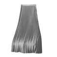 thumbnail image 2 of EGNMCR Robes de Fête pour Femmes Jupe Plissée en Satin Uni pour Femmes Grande Jupe Polyvalente, 2 of 6