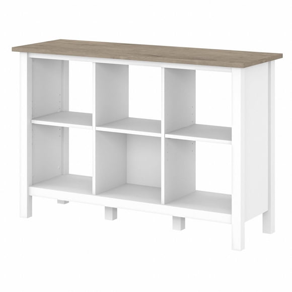 Bush Furniture Mayfield 6 Cube Bookcase in Pure White and Shiplap Gray