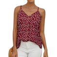 thumbnail image 1 of Women White Dots Print Sleeveless V Neck Buttons Vest Top, 1 of 4