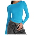 thumbnail image 1 of T-Shirts pour Femmes 2025, T-Shirts Femmes, T-Shirt de Compression à Manches Longues Uni pour Femmes Col Rond T-Shirt Chaud à Manches Longues Femmes Coupe Ajustée T-Shirt de Superposition à Manches Longues, 1 of 8