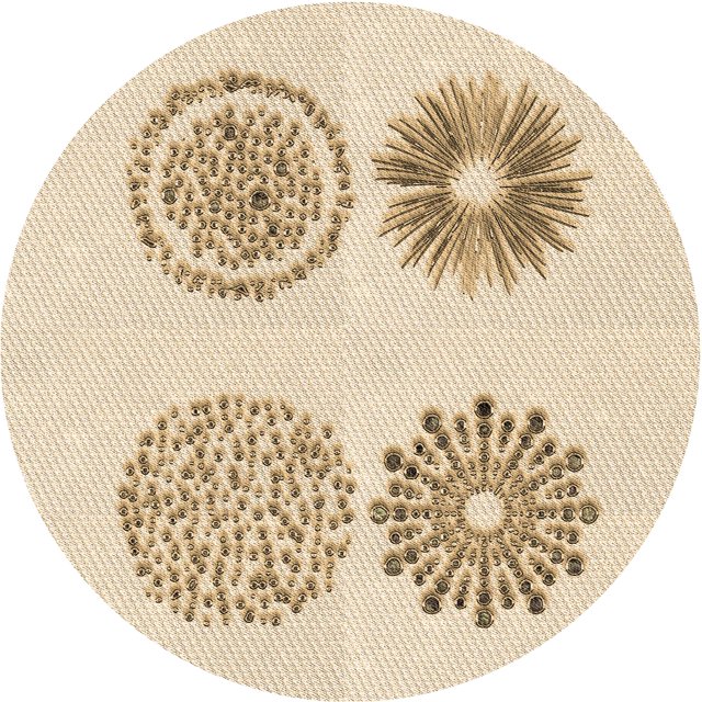 Ahgly Company Tapis Rond Lavable en Machine Intérieur Transitionnel Pérun Brun, 4 Pieds Rond