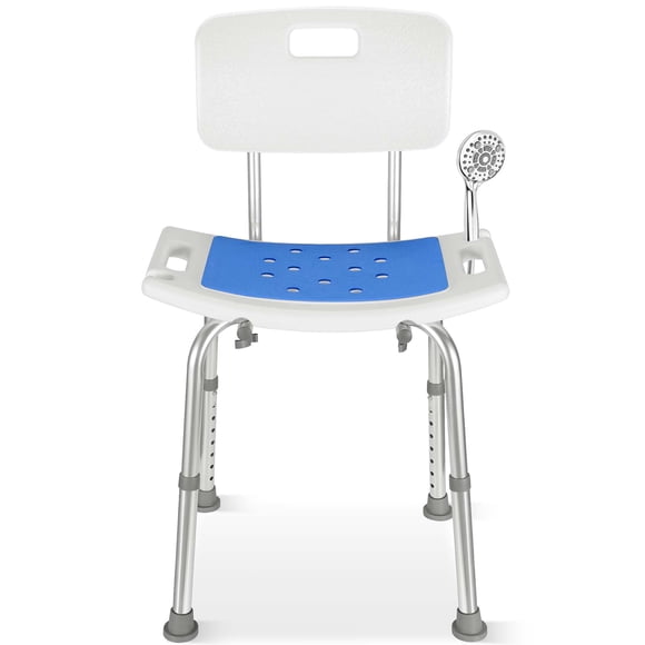 MaxKare Shower Chair with Removable Back and Padded, 8 Adjustable Height, 300LBS Max Weight