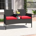 thumbnail image 2 of Gymax Patio Loveseat w/ Built-in Table Soft Cushions & Tempered Glass Tabletop Outdoor, 2 of 10