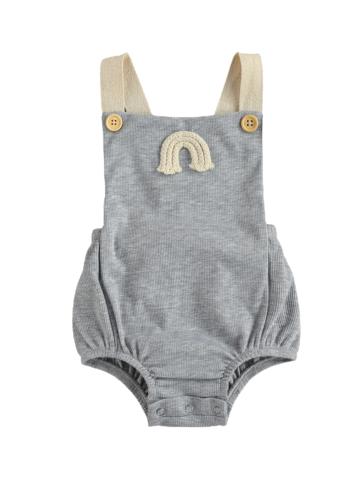 SAYOO Toddler Rainbow Embroidery Bodysuit, Sleeveless Suspender Romper