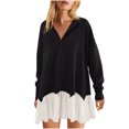 thumbnail image 2 of DPTALR Women's Fashionable Long Sleeved Button Up Collared Sweatshirt Dress, 2 of 5