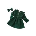 thumbnail image 2 of Kmbangi Robe Plissée Princesse à Boutons Volants Taille Haute pour Bébé Fille avec Bandeau, 2 of 9