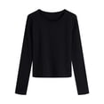 thumbnail image 1 of Lmnyox T-shirt Basique Décontracté pour Femmes à Manches Longues, Col Rond, T-Shirts Unis, Automne Hiver, Camisoles Amples, 1 of 4