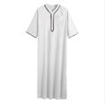 thumbnail image 1 of XDZJLR T-Shirts pour Hommes Décontractés Amples Musulmans Arabes Dubai Robe Manches Mi-Longues Bouton Rétro, 1 of 4