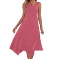 thumbnail image 1 of Ovzne Robes pour Femmes Robe Robes pour Femmes Sans Manches Col Rond à Cordon Décontractée à Volants Ligne A Mini Robe Robe d'Été Liquidation, 1 of 7