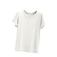 thumbnail image 2 of Weiqiqre T-Shirt à Col Rond pour Femme à Manches Courtes Ajusté T-Shirt Mince Uni Haut de Pyjama Pyjama à Manches Courtes, 2 of 8