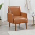 thumbnail image 4 of Pemberly Row Accent Club Chair in Matte Brown Faux Leather Solid Wood Frame, 4 of 8