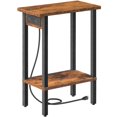 thumbnail image 2 of HOOBRO End Table with Charging Station, 2-Tier Narrow Side Table, Slim Bedside Table with Open Storage, Skinny Nightstand for Liv, 2 of 9