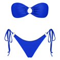 thumbnail image 1 of Womens 2 Piece Swimsuits Solid Color Strapless Backless Gathering Separate Bikini Blue Women's Swimwear XL, 1 of 3