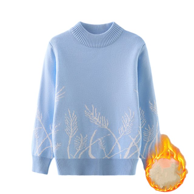 QUDDERR Pull-Over pour Filles et Garçons 2-13T, Col Rond, Tricot en Polaire, Épais, Automne Hiver