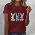 thumbnail image 2 of Pisexur Hauts de Printemps pour Femmes 2025, Hauts d'Entraînement Femmes, Hauts d'Entraînement Femmes T-Shirt Imprimé Manches Courtes Col Rond Chandail à la Mode Vin, m, 2 of 5